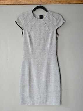 Size 4. H&M Light Gray Tweed-like Sheath Dress.